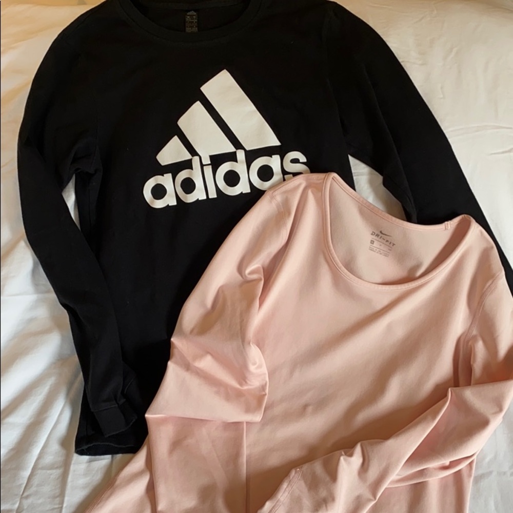 2 Long Sleeve Shirts - Nike Pro Warm & Adidas